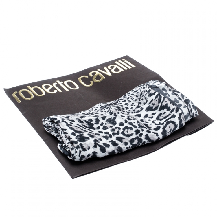Pre Owned Roberto Cavalli Multicolor Leopard Printed Silk Scarf