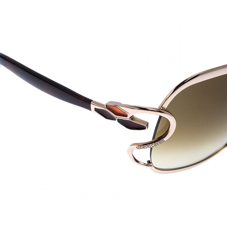 Pre Owned Roberto Cavalli Brown 578S Gradient Mimosa Square Sunglasses