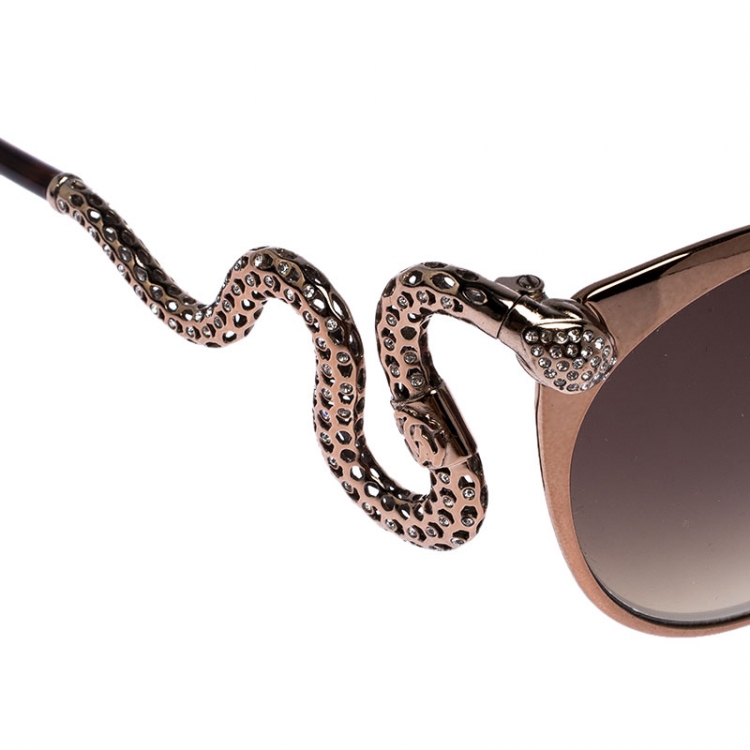 Pre Owned Roberto Cavalli Bronze/Brown Gradient 890S Crystal Menkalinan Cat Eye Sunglasses