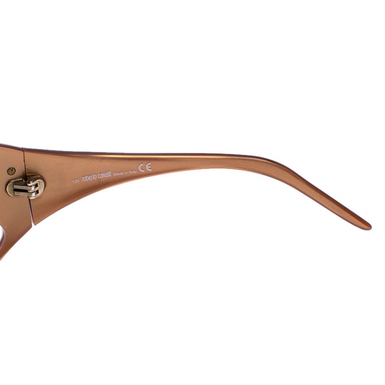 Pre Owned Roberto Cavalli Caramel Brown/Brown Gradient Tizio 387S Oversized Rectangle Sunglasses