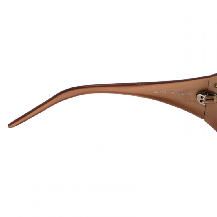 Pre Owned Roberto Cavalli Caramel Brown/Brown Gradient Tizio 387S Oversized Rectangle Sunglasses