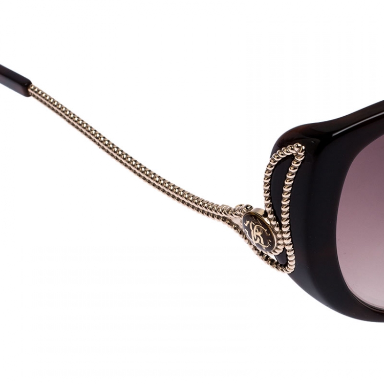 Pre Owned Roberto Cavalli Dark Havana/Brown Gradient 741S Kandooma Cat Eye Sunglasses