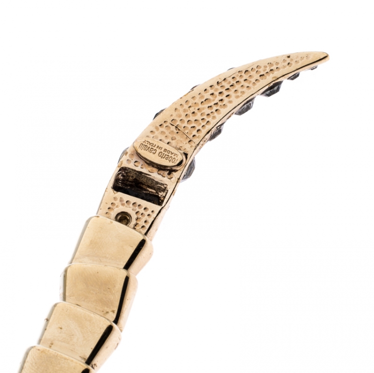 Pre Owned Roberto Cavalli Serpent Crystal Gold Tone Adjustable Belt