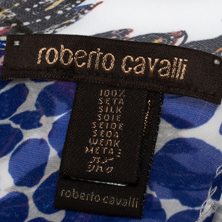 Pre Owned Roberto Cavalli Multicolor Floral Printed Silk Scarf 