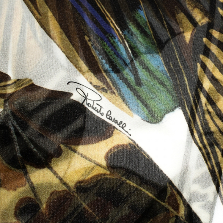 Pre Owned Roberto Cavalli Multicolor Butterfly Print Silk Bandeau Scarf