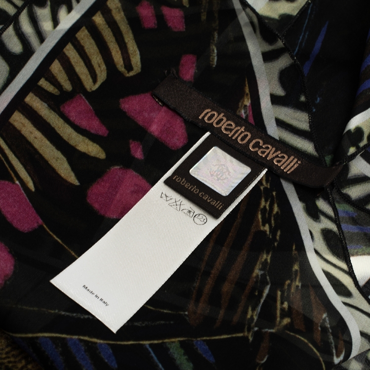 Pre Owned Roberto Cavalli Multicolor Butterfly Print Silk Bandeau Scarf