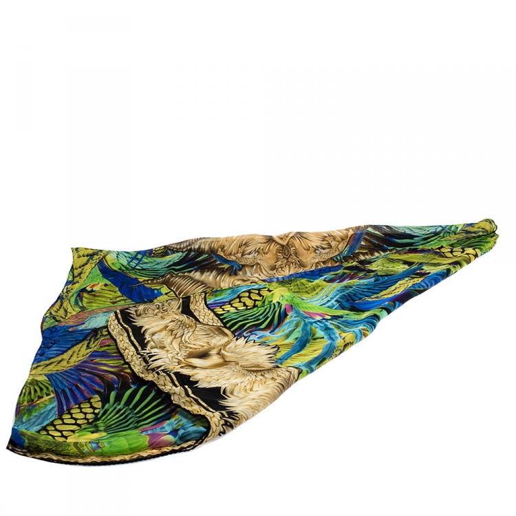 Pre Owned Roberto Cavalli Multicolor Animal Print Silk Scarf