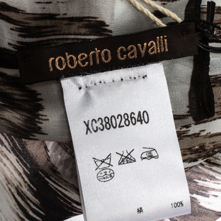 Pre Owned Roberto Cavalli Brown Animal Printed Silk Stole 