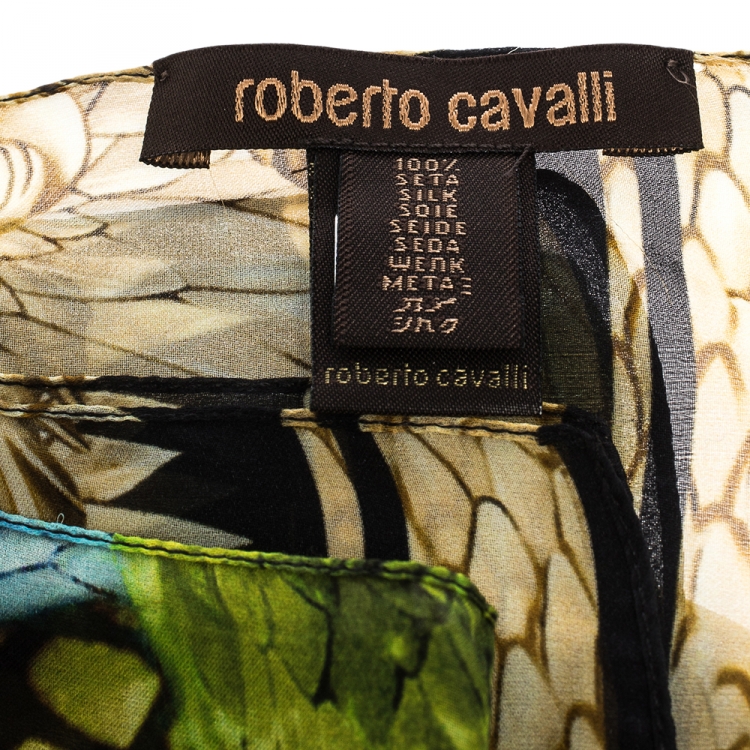 Pre Owned Roberto Cavalli Multicolor Eagle Print Silk Stole