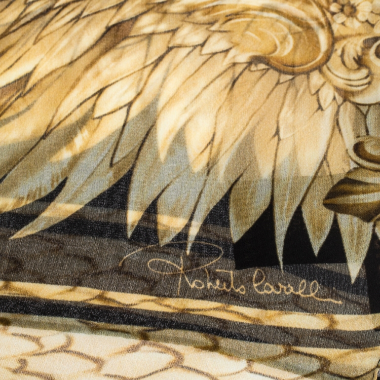 Pre Owned Roberto Cavalli Multicolor Eagle Print Silk Stole