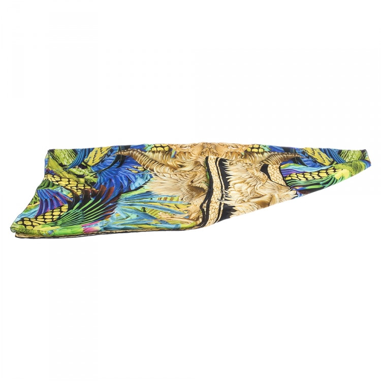 Pre Owned Roberto Cavalli Multicolor Eagle Print Silk Stole