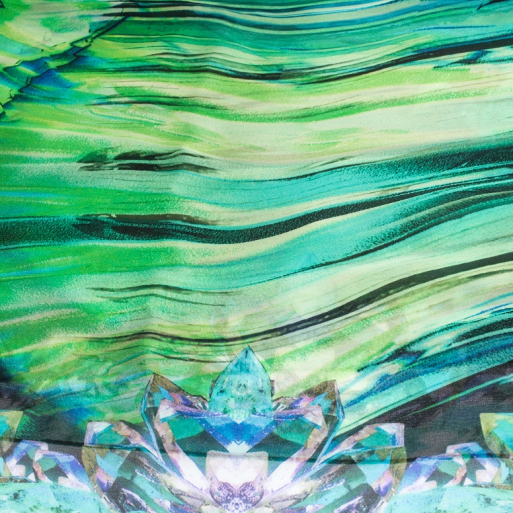 Pre Owned Roberto Cavalli Black Crystal Print Silk Scarf