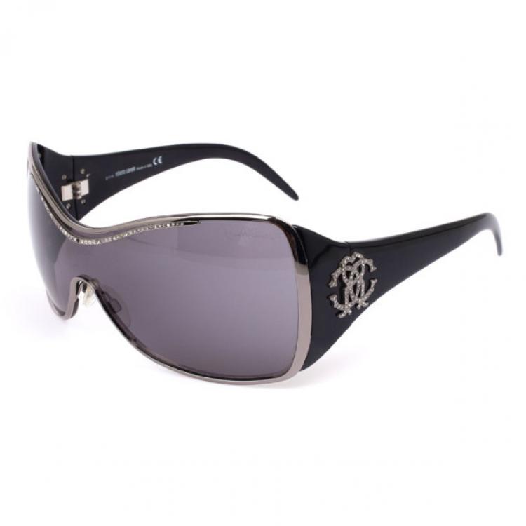 Pre Owned Roberto Cavalli Celestina Black Shield Women Sunglasses