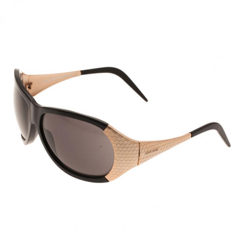 Pre Owned Roberto Cavalli Black and Gold Antigone Sunglasses