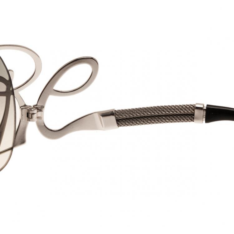 Pre Owned Roberto Cavalli Silver Lacedemone Shield Sunglasses