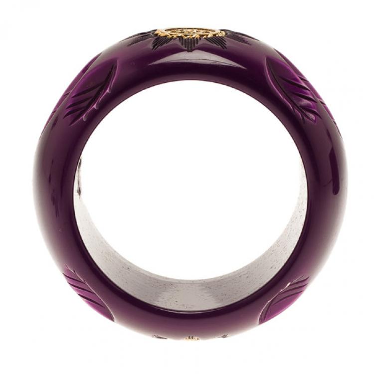 Pre Owned Roberto Cavalli Wide Flower Bangle 20CM