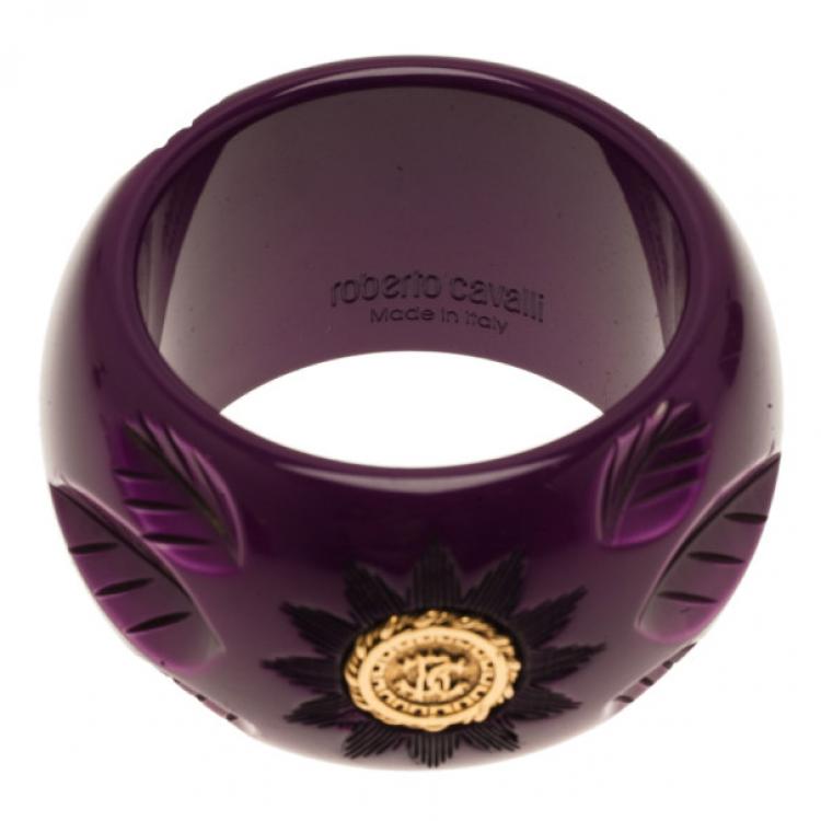 Pre Owned Roberto Cavalli Wide Flower Bangle 20CM