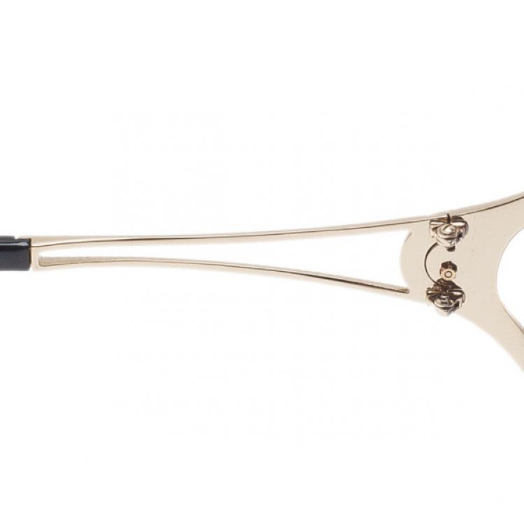 Pre Owned Roberto Cavalli Black and Gold Clerodendro Round Oversized Sunglasses