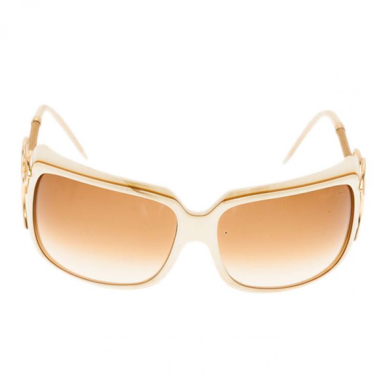 Pre Owned Roberto Cavalli Cream Adrasto Square Sunglasses