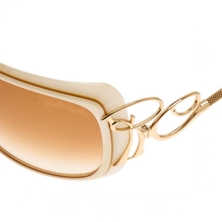 Pre Owned Roberto Cavalli Cream Adrasto Square Sunglasses