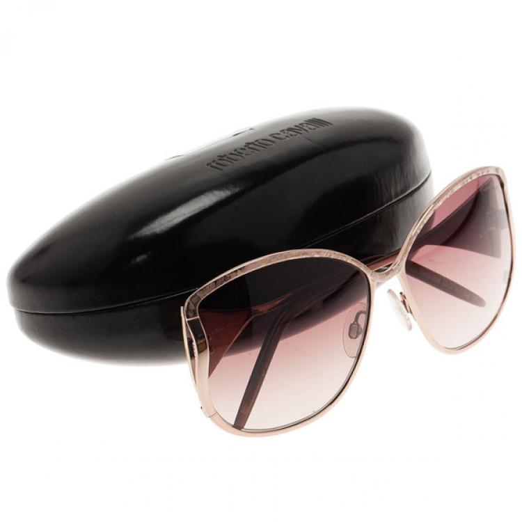 Pre Owned Roberto Cavalli Silver Mughetto Oversized Sunglasses