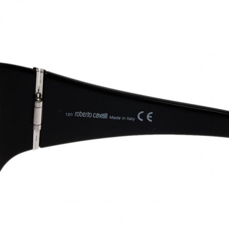 Pre Owned Roberto Cavalli Black Apsirto Crystal Logo Sunglasses