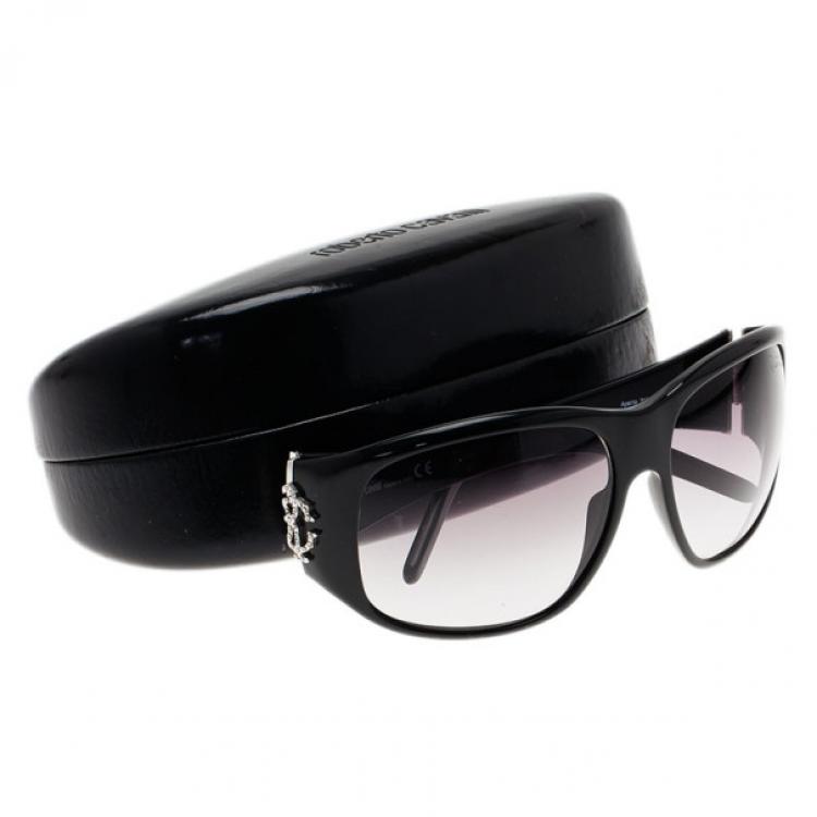 Pre Owned Roberto Cavalli Black Apsirto Crystal Logo Sunglasses