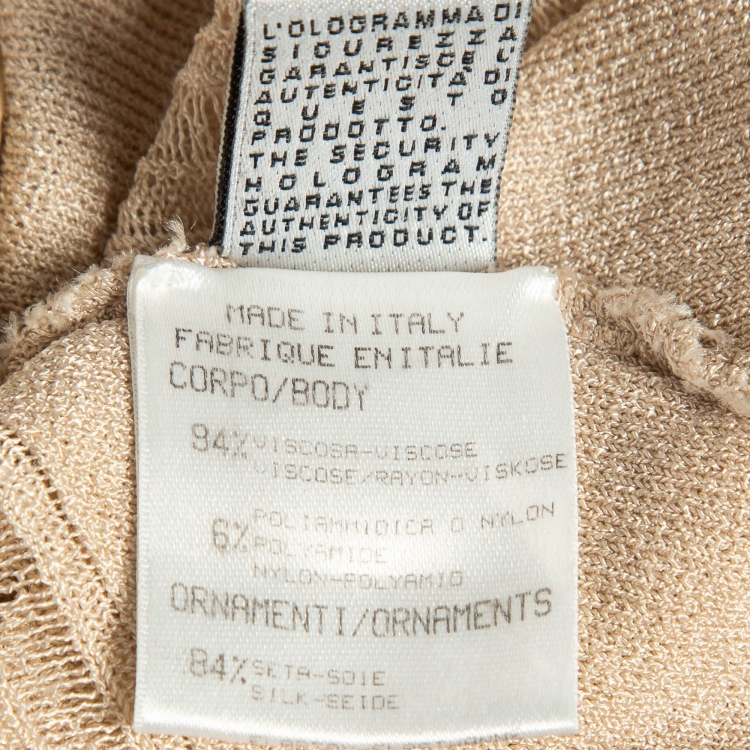 Pre Owned Roberto Cavalli Beige Printed Silk and Knit Blouse M