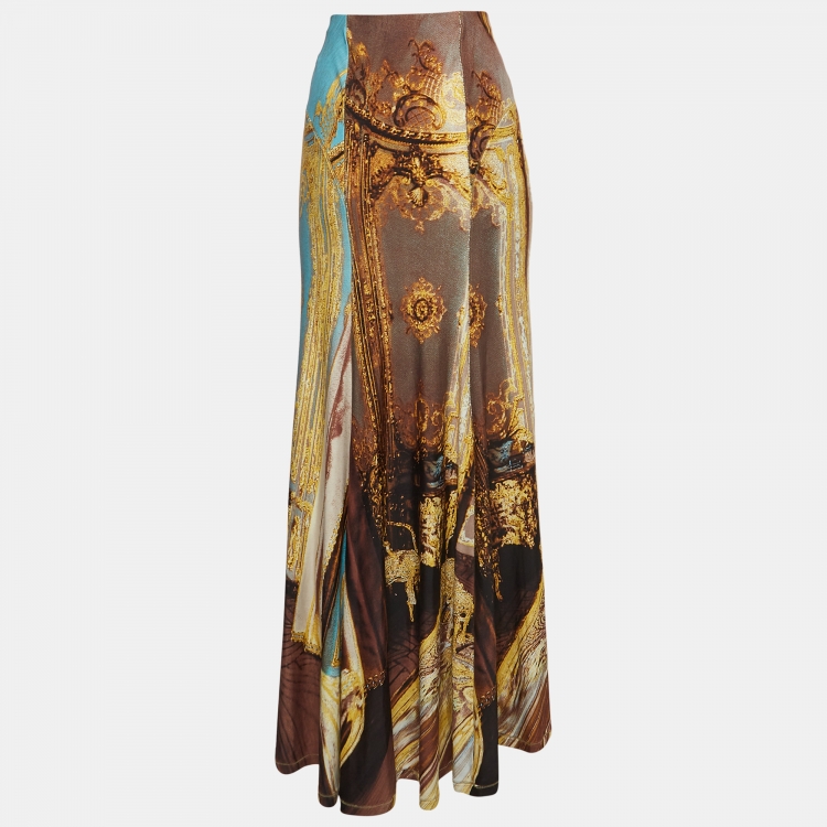 مملوكة مسبقًا Roberto Cavalli Multicolor Printed Jersey Flared Skirt M