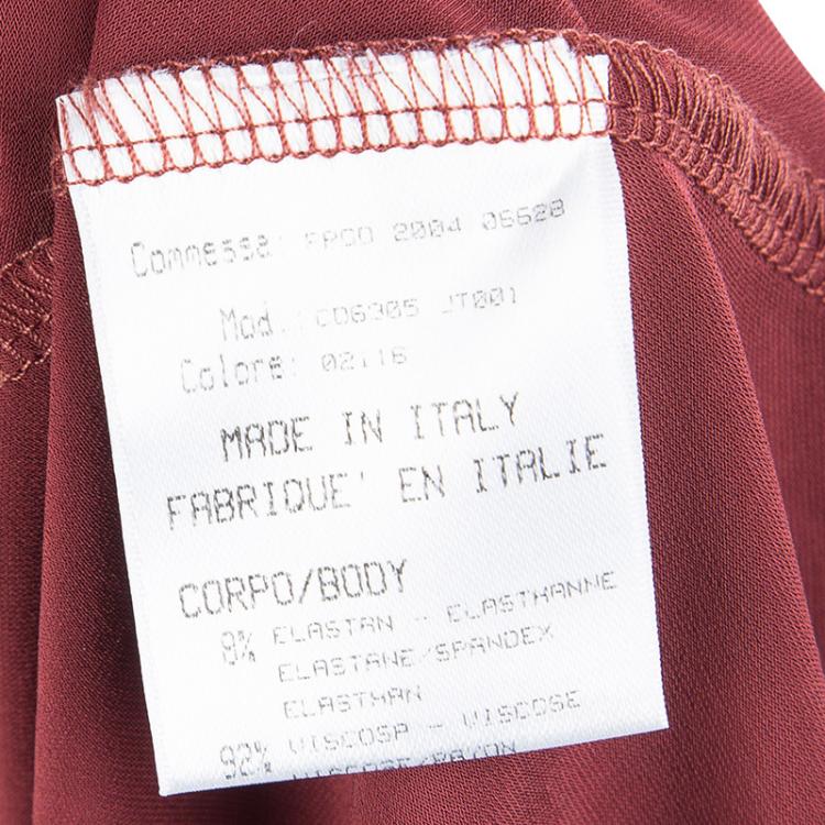 Pre Owned Roberto Cavalli Burnt Red Ruched Bead Detail Draped Skirt M
