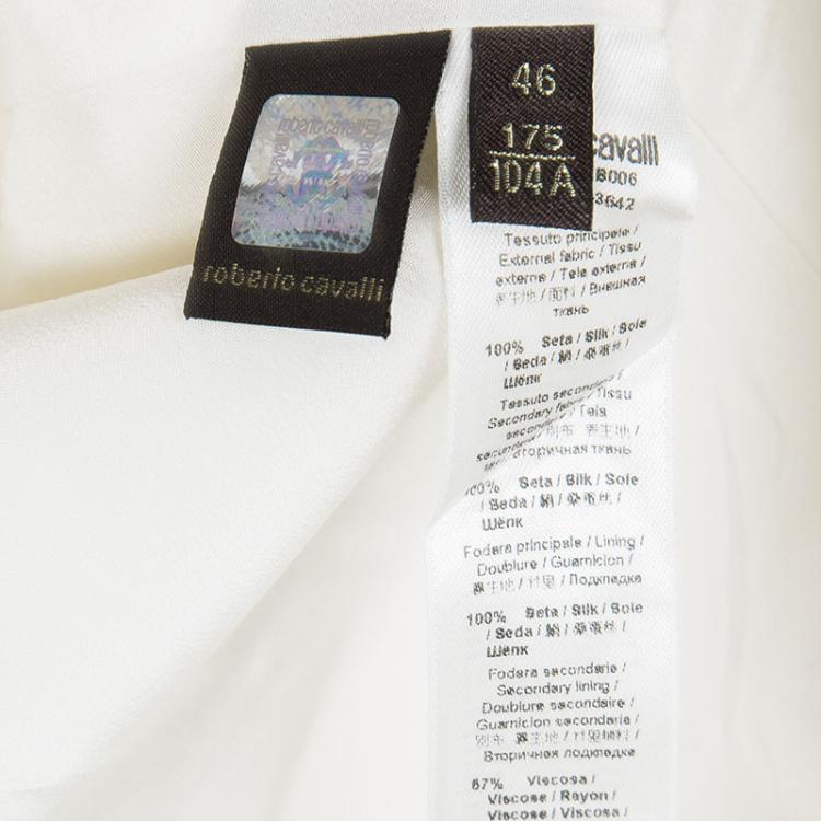 Pre Owned Roberto Cavalli White Satin Contrast Lapel Blazer L