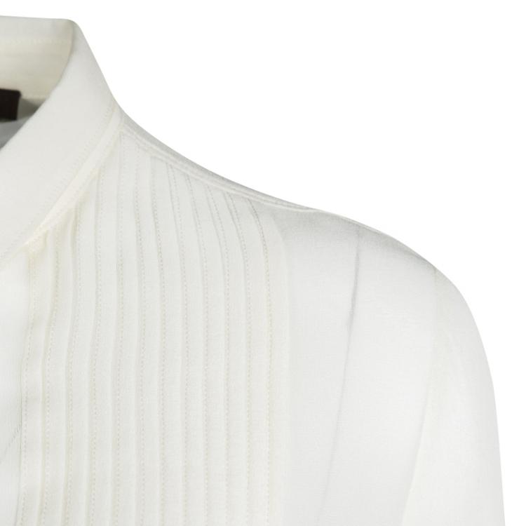 Pre Owned Roberto Cavalli Cream Silk Pintuck Detail Long Sleeve Blouse S