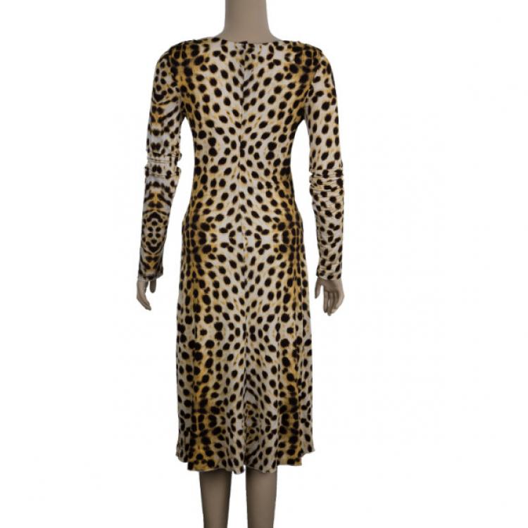 Pre Owned Roberto Cavalli Leopard Print Dress M