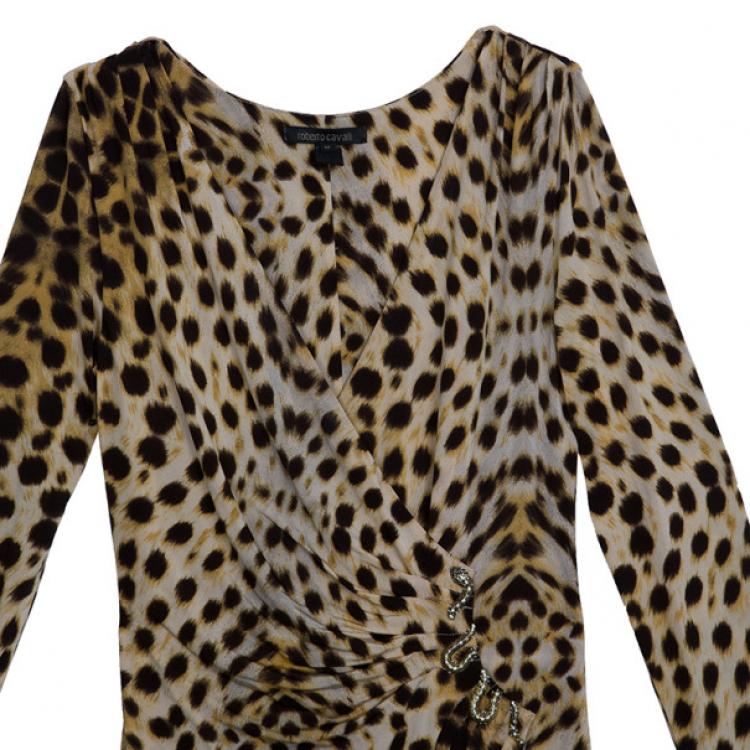 Pre Owned Roberto Cavalli Leopard Print Dress M