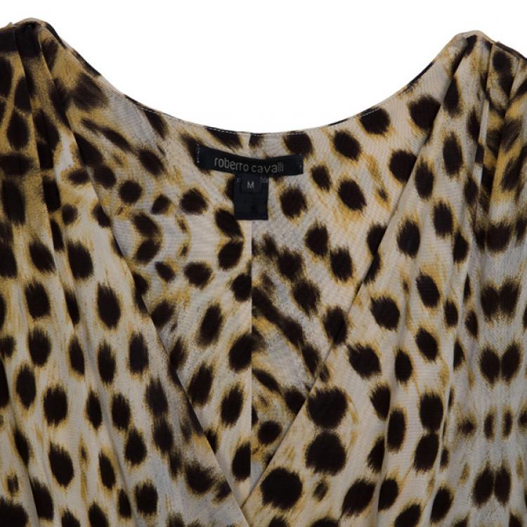 Pre Owned Roberto Cavalli Leopard Print Dress M