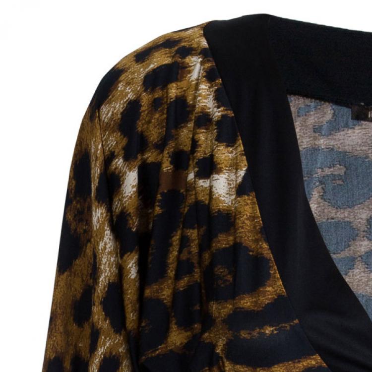 Pre Owned Roberto Cavalli Black Leopard Print Dress S