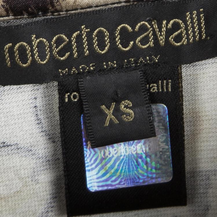 Pre Owned Roberto Cavalli Multicolor Floral and Animal Print Tie Detail Cheongsam Top XS