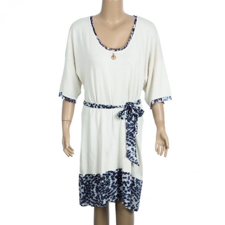 Pre Owned CLASS by Roberto Cavalli White Animal Print Dress M