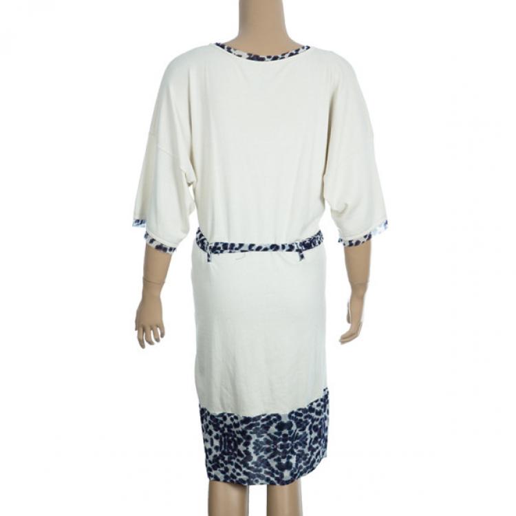 Pre Owned CLASS by Roberto Cavalli White Animal Print Dress M