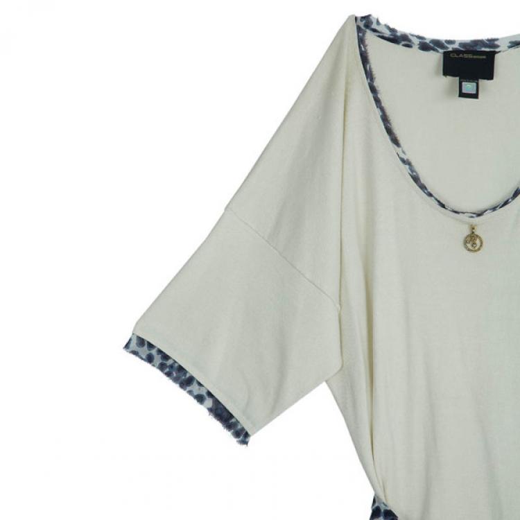 Pre Owned CLASS by Roberto Cavalli White Animal Print Dress M