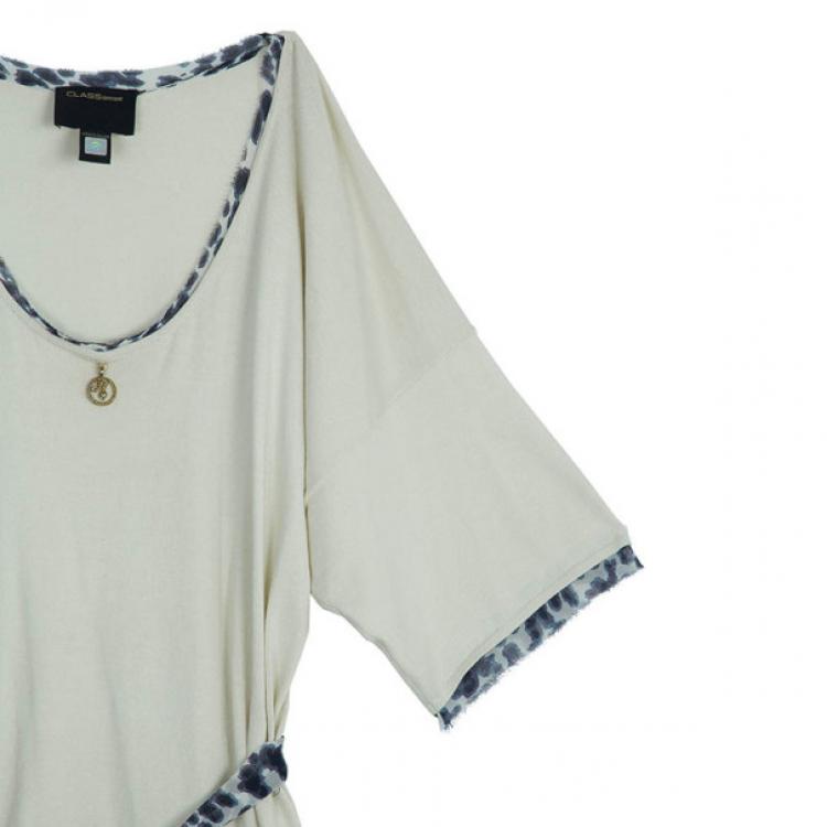 Pre Owned CLASS by Roberto Cavalli White Animal Print Dress M