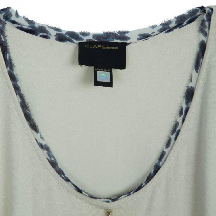 Pre Owned CLASS by Roberto Cavalli White Animal Print Dress M