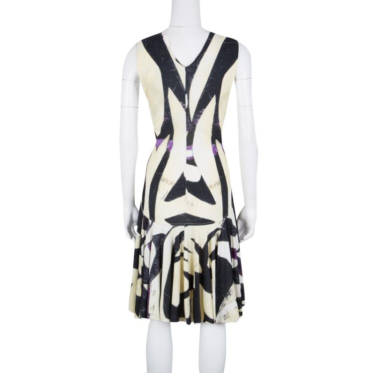 Pre Owned Roberto Cavalli Multicolor Printed Ruched Sleeveless Dress M