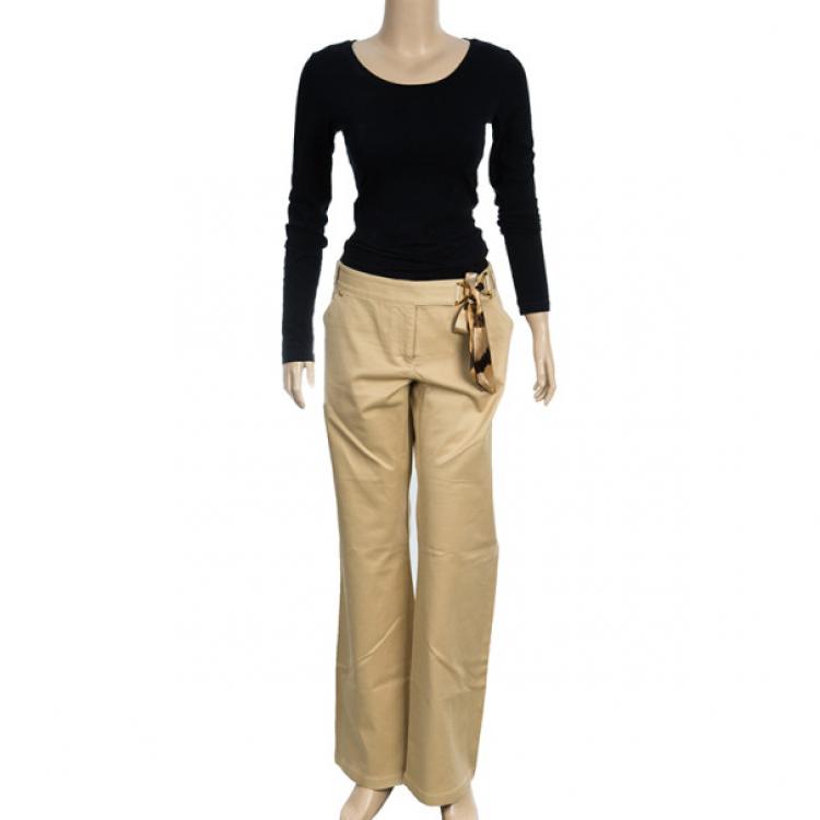 Pre Owned Roberto Cavalli Casual Off-White Flare Pants L