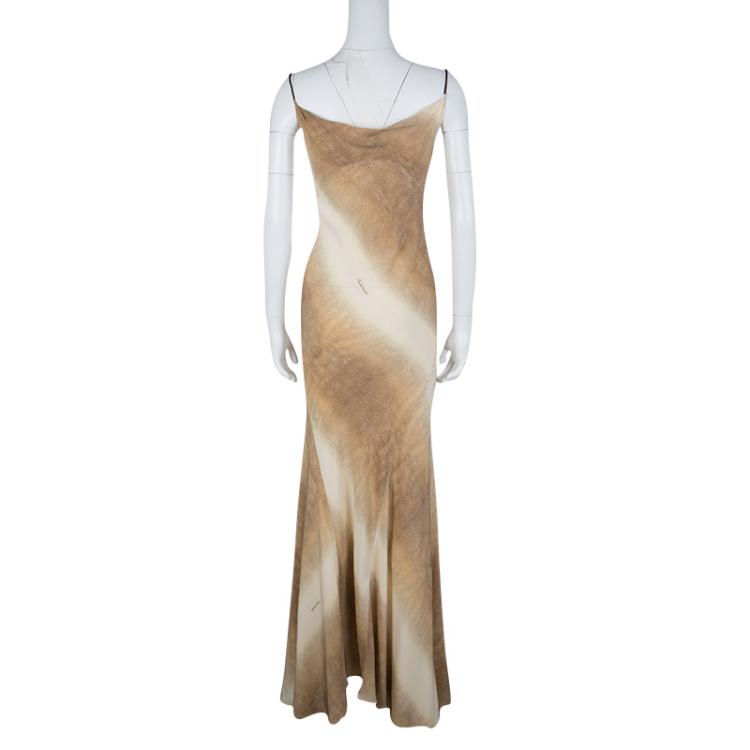مملوكة مسبقًا Roberto Cavalli Multicolor Printed Silk Back Tie Detail Sleeveless Maxi Dress S