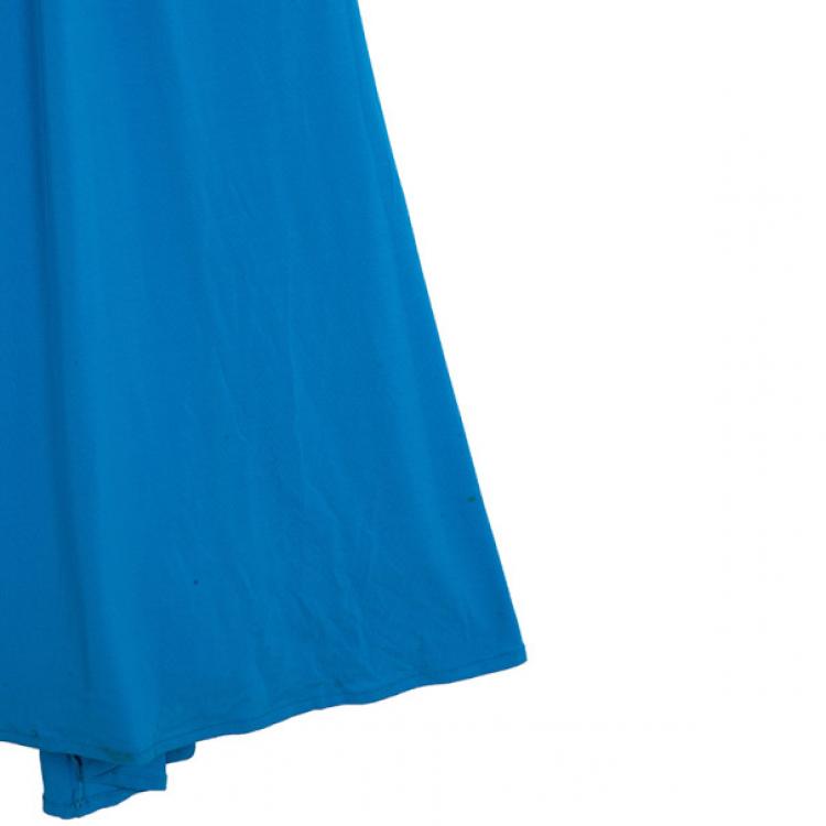 Pre Owned Roberto Cavalli Embellished Strap Teal Maxi Dress S