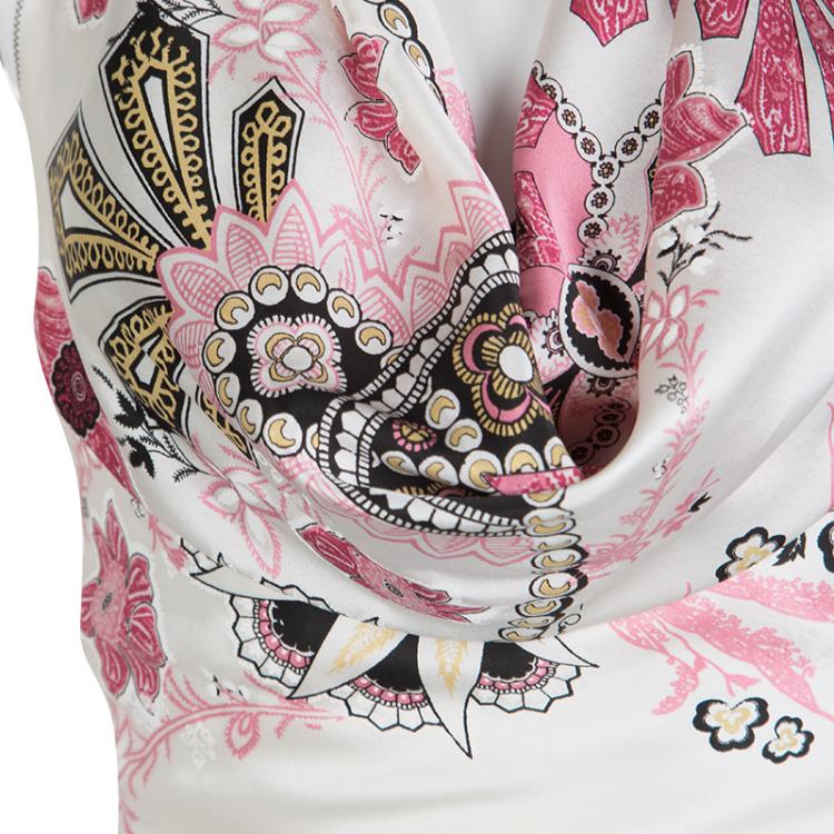 Pre Owned Roberto Cavalli Multicolor Printed Silk Buckle Detail Halter Top M