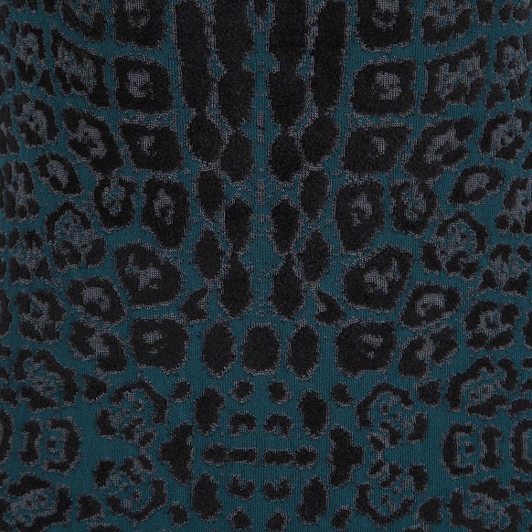 مملوكة مسبقًا Roberto Cavalli Multicolor Animal Pattern Jacquard Ruffle Bottom Dress M