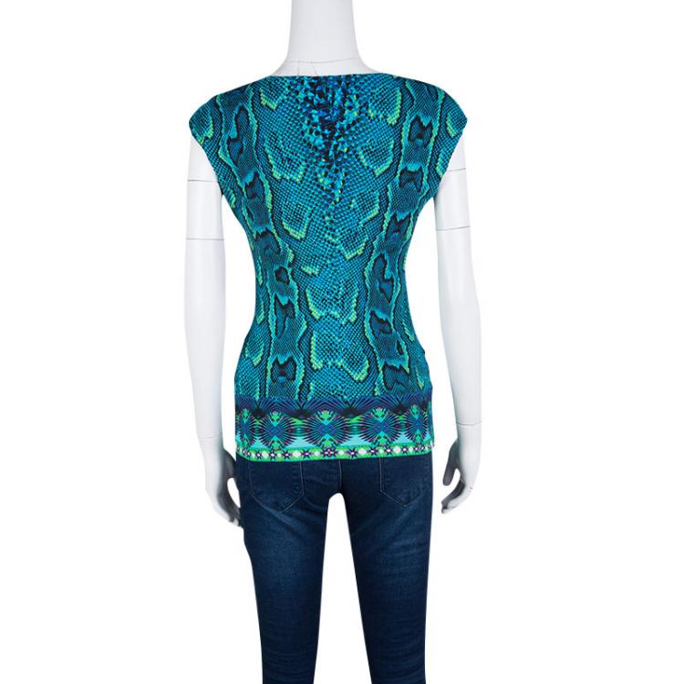 Pre Owned Roberto Cavalli Multicolor Snakeskin Print Sleeveless Top S