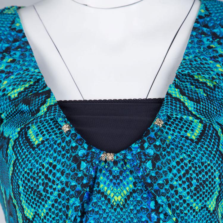 Pre Owned Roberto Cavalli Multicolor Snakeskin Print Sleeveless Top S